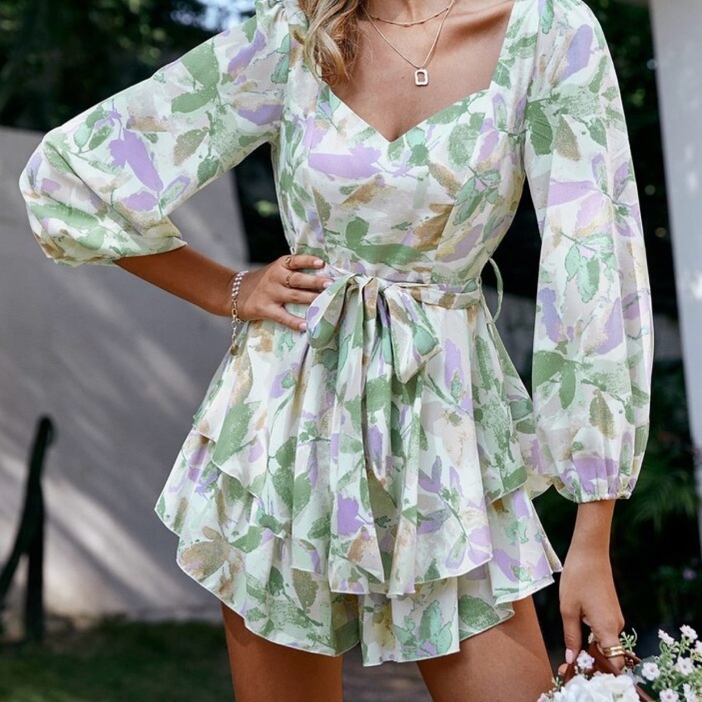 Simply Be Green and Purple Floral Mini Dress